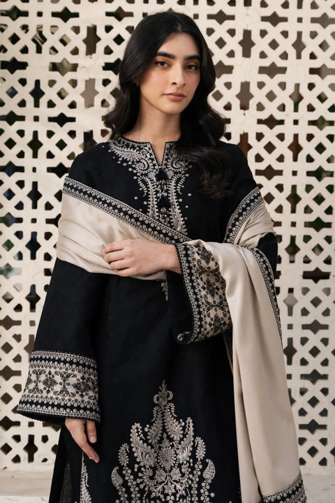 Black Embroidered 3-Piece Lawn Suit - Fabric Detail 1