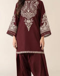 Maroon Embroidered Lawn 2-Piece Suit for Women