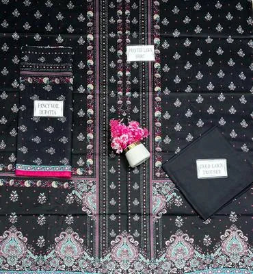 Black Embroidered Pajama Set - Fabric Detail