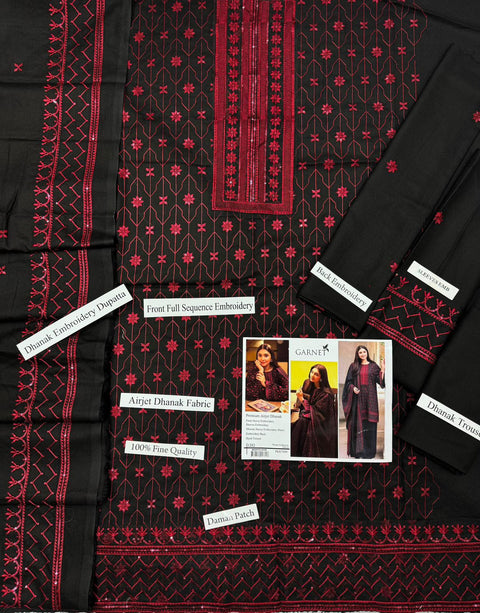 Premium Airjet Dhanak With Embroidery Dhanak Shawl