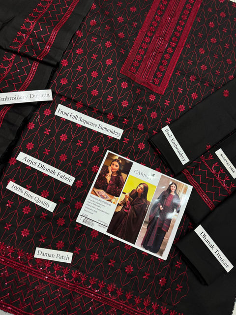 Premium Airjet Dhanak With Embroidery Dhanak Shawl