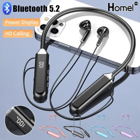 Wireless Bluetooth 5.2 Neckband - LED Battery Display & HD Calling