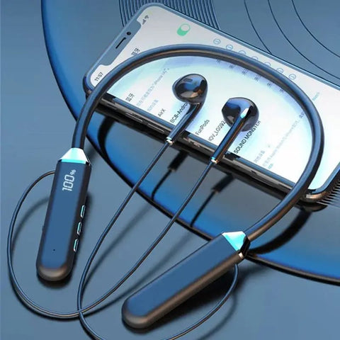 Wireless Bluetooth 5.2 Neckband - LED Battery Display & HD Calling