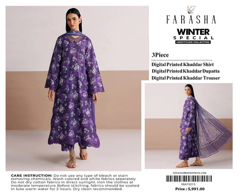 FARASHA – Khaddar 3PC Winter Collection (Unstitched)
