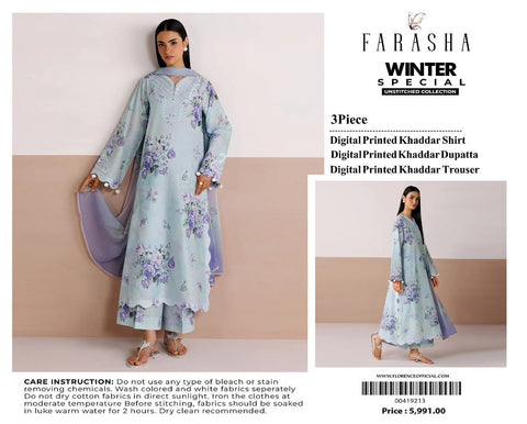 FARASHA – Khaddar 3PC Winter Collection (Unstitched)