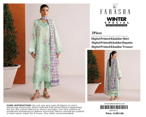 FARASHA – Khaddar 3PC Winter Collection (Unstitched)
