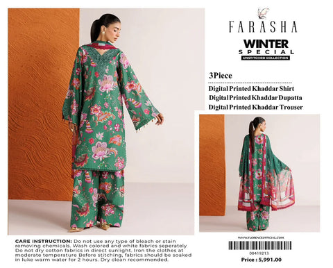 FARASHA – Khaddar 3PC Winter Collection (Unstitched)