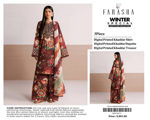 FARASHA – Khaddar 3PC Winter Collection (Unstitched)