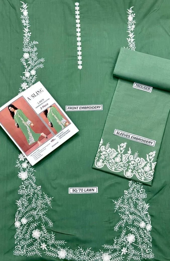 Green Embroidered Lawn Suit for Women Wedding Eid Festive Wear