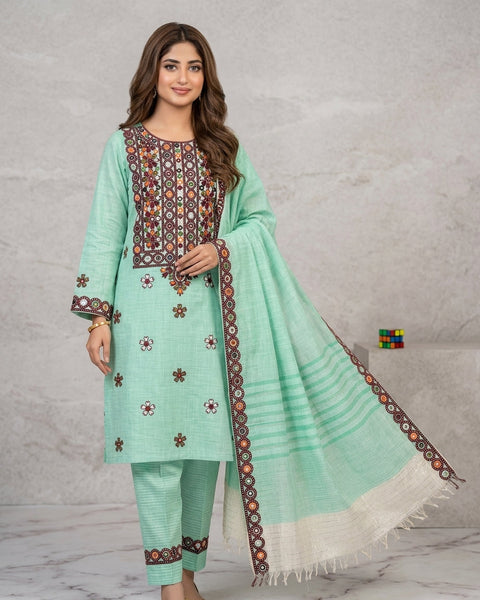 ALHAMDULILAH Winter Formal Dresses | Soft Slub Khaddar 3Pcs