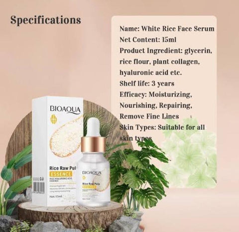 BIOAQUA Rice Raw Pulp Essence - Rice Hyaluronic Acid Face Serum 15ml
